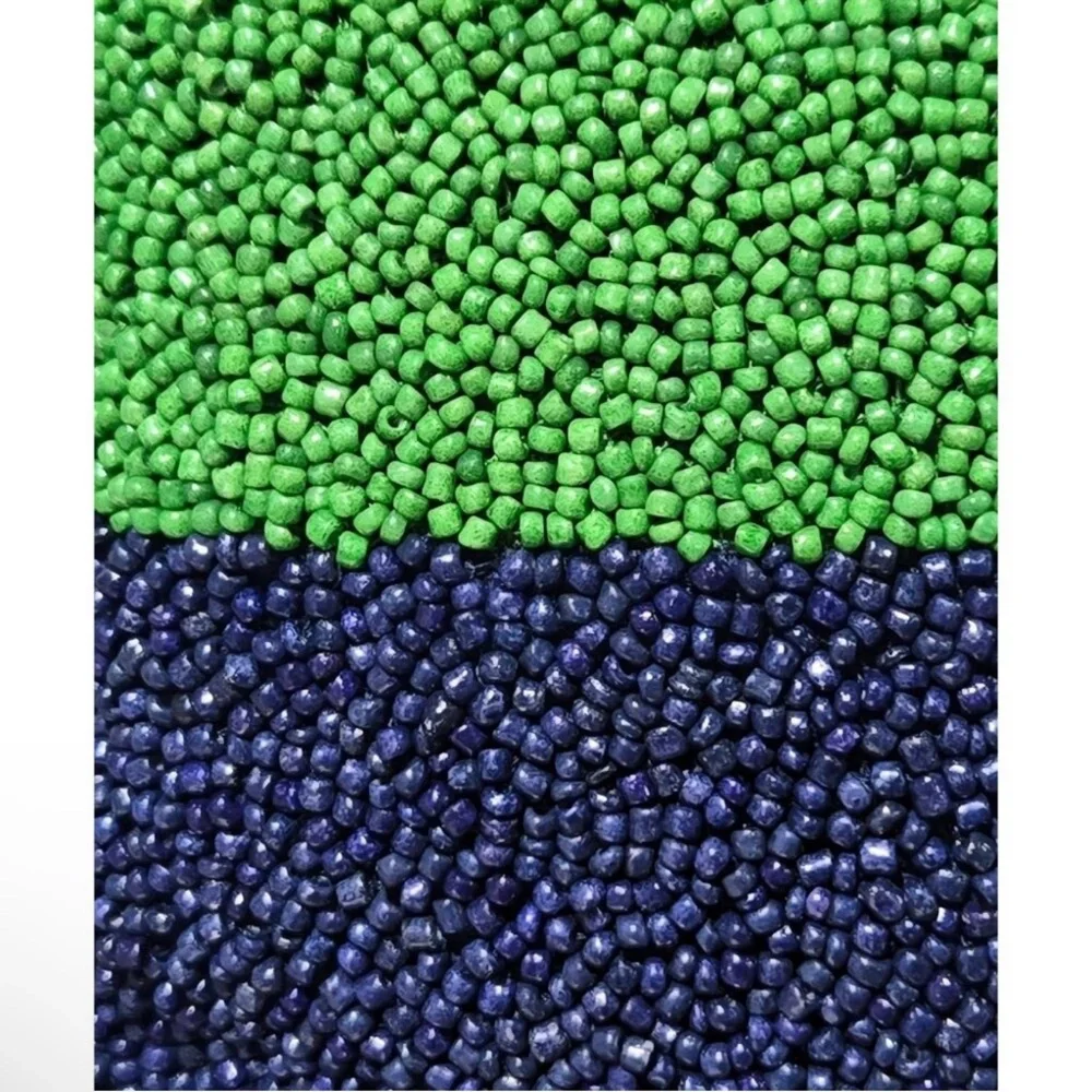 Kate Spade COUCH POTATO Navy Blue & Green Beaded Accent Lumbar Throw Pillow